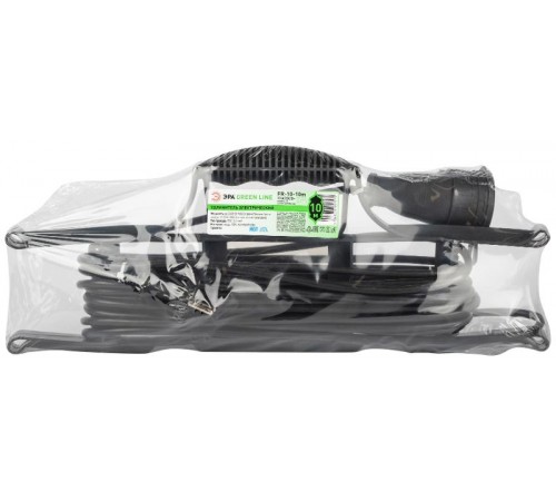 Удлинитель силовой ЭРА GREEN LINE FR-10-10m Greenline на рамке 1 розетка без заземления 10м ПВС 2x1мм2   Б0065145  ЭРА