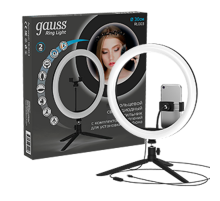 Светильник кольцевой 15W 800lm 3000-6500K 5V USB IP20 300*23мм черный дим пульт е LED 1/20  RL003  Gauss