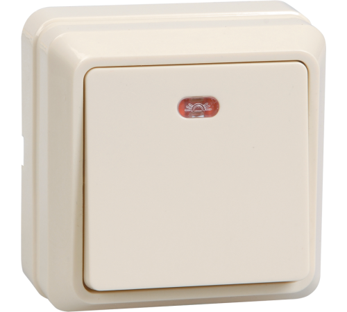 ОКТАВА кремовый Выключатель 1-клавишный с индикацией О/У 10А ВС20-1-1-ОКм  EVO11-K33-10-DC  GENERICA
