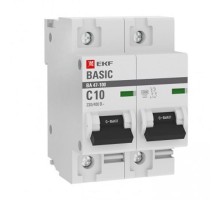 Выключатель автоматический двухполюсный 2P 10А (C) 10kA ВА 47-100 EKF Basic  mcb47100-2-10C-bas  EKF