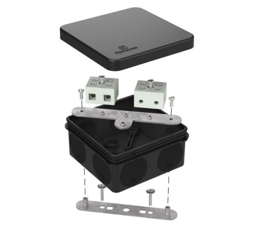 Коробка огнестойкая для о/п двухкомпонентная 60-0210-FR10.0-4 Е15-Е120 RAL9005 80х80х40 (44 шт/кор) черная  60-0210-9005-FR10.0-4  Промрукав