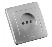 Розетка скрытой установки, одноместная, со шторкой, цвет серебро  РС16-302-06  HEGEL