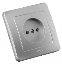 Розетка скрытой установки, одноместная, со шторкой, цвет серебро  РС16-302-06  HEGEL