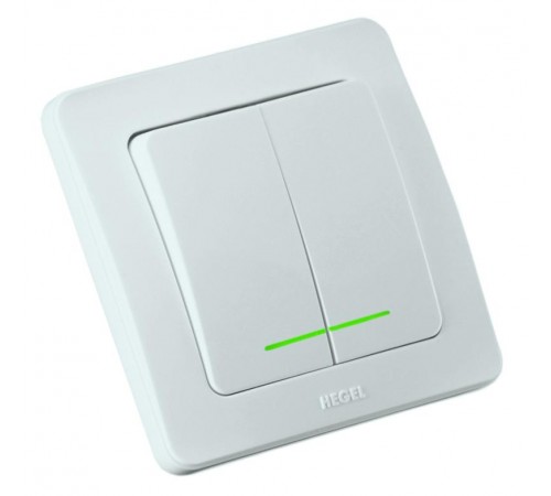 Выключатель скрытой установки, двухклавишный, с индикацией, цвет белый  ВС10-352  HEGEL