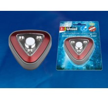 Cветильник-ночник пушлайт DTL-356 треугольник/Red/3LED/4AA питание от 3-х батареек AAA (в комплект не входят) красный  UL-00001987  Uniel