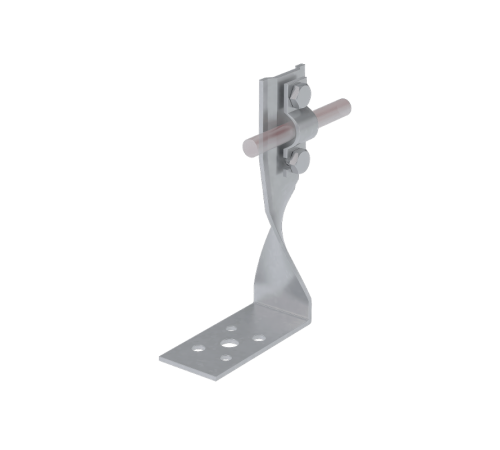 Угловой держатель болтовой скрученный для прутка  5-10 мм H70 мм CU  UDBS-H70-D5-10 CU  КМ-профиль