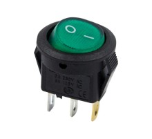 Выключатель клавишный круглый 250V 3А (3с) ON-OFF зеленый с подсветкой Micro  36-2533  REXANT