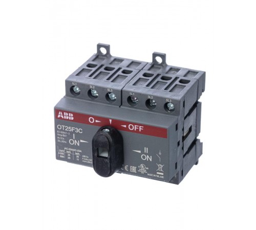 Реверсивный рубильник OT25F3С до 25А 3-полюсный (с резерв. ручкой)  1SCA104863R1001  ABB