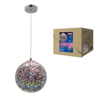 Светильник декор. подвесной, серия "Galassia" DLC-G431 E27 CHROME металл, стекло; цвет хром. d-260 мм, h-1210мм.  UL-00001826  Fametto