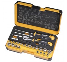Набор головок с трещоткой и отверткой 1/4" ERGONIC в кейсе, 27 шт  05782706  Felo
