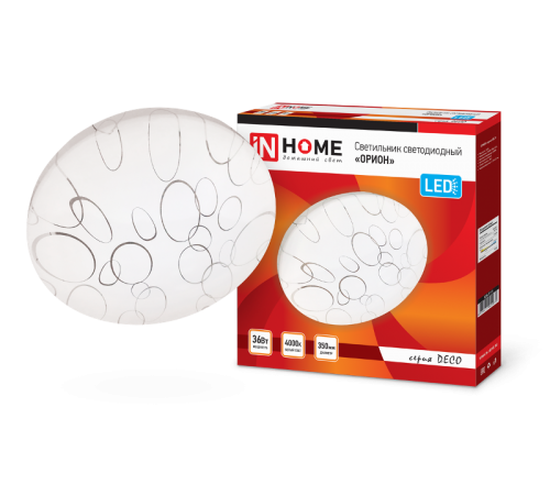Светильник светодиодный серии DECO 36Вт 230В 4000К 2340лм 350х55мм ОРИОН  4690612025070  IN HOME