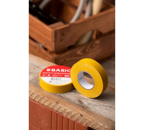 Изолента, класс А (профессиональная), 0.18х19мм, 20 метров, желтая EKF Simple  plc-iz-a-y  EKF