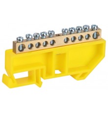Шина  NO-224-90 PE земля на DIN-изоляторе ШНИ-6х9-10-Д-желтый  Б0062913  ЭРА