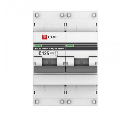 Выключатель автоматический двухполюсный 2P 125А (C) 10kA ВА 47-100M с электромагнитным расцепителем PROxima  mcb47100m-2-125C-pro  EKF