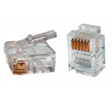Разъем телефонный PLUG-6P6C-P-C2-100 RJ-12(6P6C) (3 µ"/ 3 микродюйма) (100 шт)  49378  Hyperline