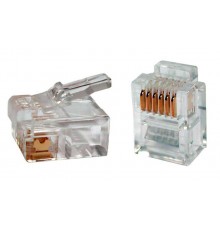 Разъем телефонный PLUG-6P6C-P-C2-100 RJ-12(6P6C) (3 µ"/ 3 микродюйма) (100 шт)  49378  Hyperline