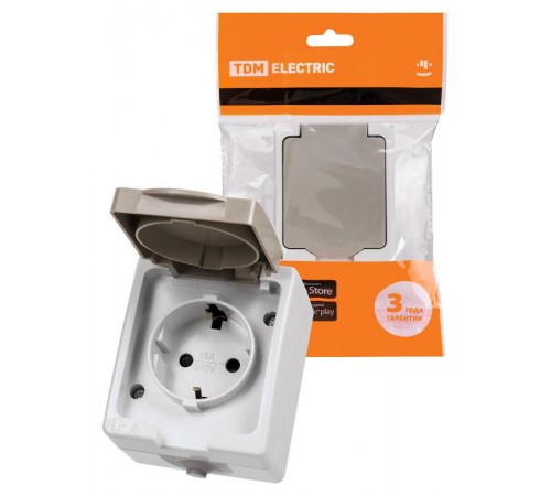 Розетка 2П+З открытой установки IP54 16А "Вуокса"   SQ1803-0007  TDM