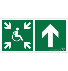 Знак безопасности BL-4020.E77"Напр.движ. к пункту сбора(безоп.зоне)МГН прямо"  a20263  Белый свет