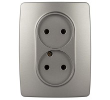 Розетка ЭРА Серия 12 12-2107-16 , 2X2P, 16А-250В, титан   Б0065644  ЭРА
