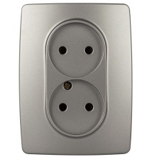 Розетка ЭРА Серия 12 12-2107-16 , 2X2P, 16А-250В, титан   Б0065644  ЭРА
