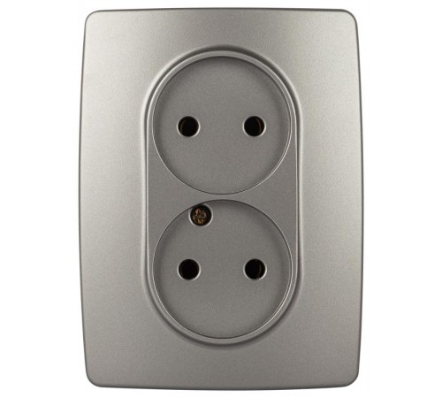 Розетка ЭРА Серия 12 12-2107-16 , 2X2P, 16А-250В, титан   Б0065644  ЭРА