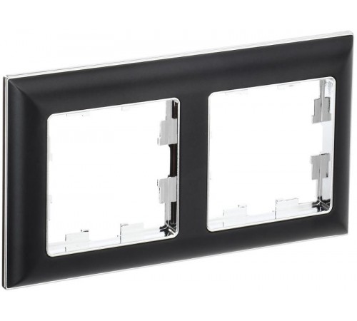 BRITE Рамка 2-ая РУ-2-Бр хром/черный  BR-M22-12-2-K23  IEK