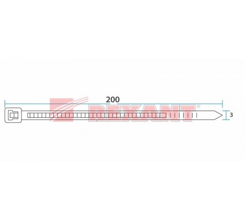 Стяжкa нейлоновая 200 x 2,5 мм, черная (упак. 100 шт)  07-0201-4  REXANT