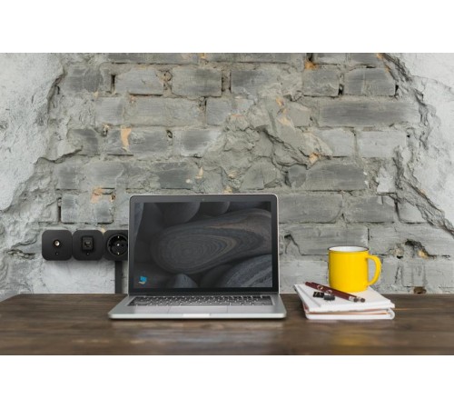 Quteo Чёрный Розетка с заземлением 16А винтовые зажимы  782472  Legrand