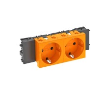 Розетка двойная 0° Modul45connect с з/к, 250 В, 16A (оранжевый) (STD-D0C ROR2)  6120364  OBO Bettermann