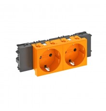 Розетка двойная 0° Modul45connect с з/к, 250 В, 16A (оранжевый) (STD-D0C ROR2)  6120364  OBO Bettermann