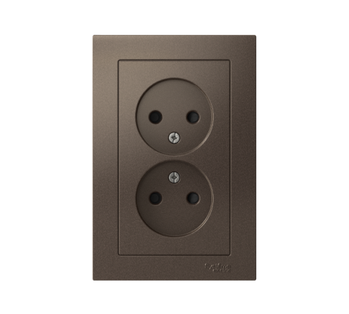 AtlasDesign Мокко Розетка без заземления двойная, со шторками,16А, (в сборе с рамкой)  ATN000622  SE