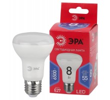 Лампа светодиодная RED LINE LED R63-8W-865-E27 R Е27 / Е27 8Вт рефлектор холодный дневной свет  Б0045336  ЭРА