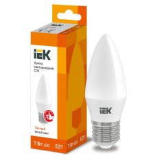 Лампа светодиодная LED 7Вт Е27 220В 3000К C35 свеча  LLE-C35-7-230-30-E27  IEK