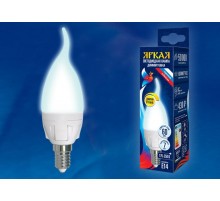 Лампа светодиодная LED-CW37 7W/4000K/E14/FR/DIM PLP01WH LED, димм.. "свеча на ветру", мат, серия Яркая, пр-во Россия, 4000К .  UL-00004298  Uniel