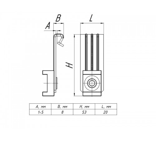 Вертикальный балочный зажим 1-5 мм под нейлоновую стяжку TDZ  VBZ1-5-S  EKF