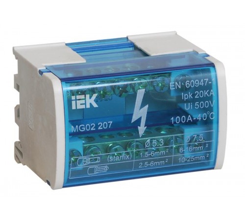 Шины на DIN-рейку в корпусе (кросс-модуль) L+PEN 2х7   YND10-2-07-100  IEK