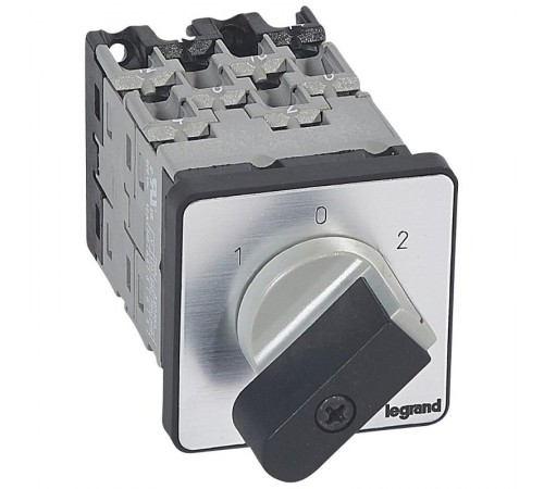 Переключатель на 2 направления - с положением ''0'', 45° - PR 12 - 4П - 8 контактов - крепление на дверце  027433  Legrand