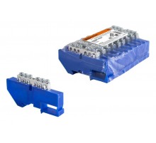 Шина "N" нулевая с изолятором на DIN-рейку 6x9мм стойка бол. 6 групп никелированная  SQ0801-0326  TDM