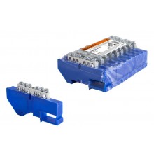 Шина "N" нулевая с изолятором на DIN-рейку 6x9мм стойка бол. 6 групп никелированная  SQ0801-0326  TDM