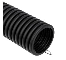 Труба гофрированная из ПНД, с зондом, черная, D50 мм (бухта 15 м/уп.)  28-0050-3  REXANT