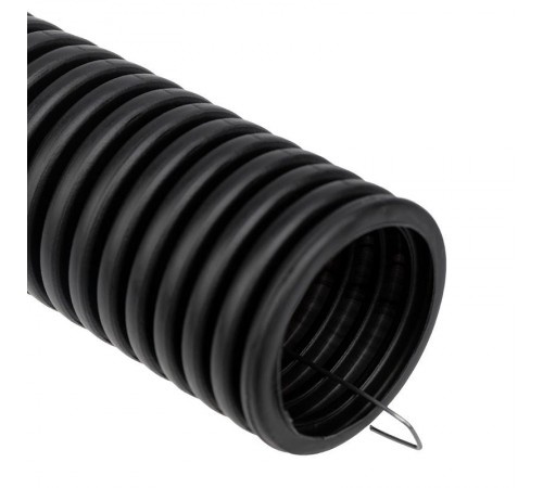 Труба гофрированная из ПНД, с зондом, черная, D50 мм (бухта 15 м/уп.)  28-0050-3  REXANT
