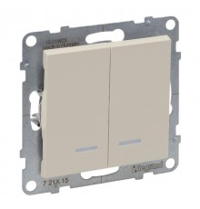 SUNO Выключатель двухклавишный 10АХ 250В с подсветкой/индикацией. Безвинтовые зажимы. Цвет "Слоновая кость"  721215  Legrand