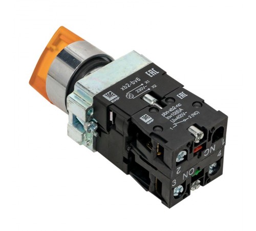 Переключатель BD21 2P c желтой подстветкой 230В NO  PROxima  xb2-bk21-y-230  EKF