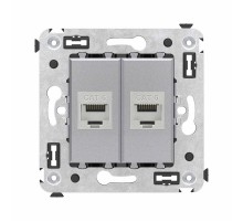 Компьютерная розетка RJ-45 без шторки в стену, кат.6 двойная экранированная, "Avanti", "Закаленная сталь"  4404794  DKC