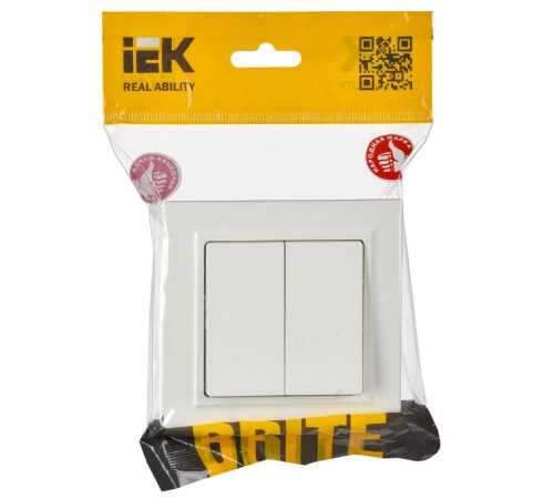 BRITE Выключатель 2-клавишный 10А в сборе ВСР10-2-0-БрБ белый  BR-V20-0-10-K01-F  IEK