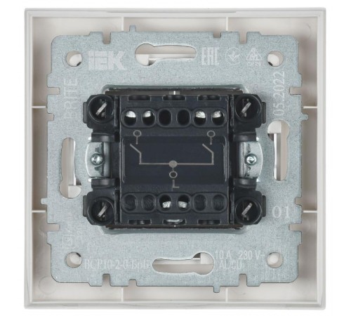 BRITE Выключатель 2-клавишный 10А в сборе ВСР10-2-0-БрБ белый  BR-V20-0-10-K01-F  IEK