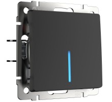 W1110108/ Электроустановочные изделия - Выключатель одноклавишный с подсветкой (черный матовый)