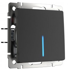 W1110108/ Электроустановочные изделия - Выключатель одноклавишный с подсветкой (черный матовый)
