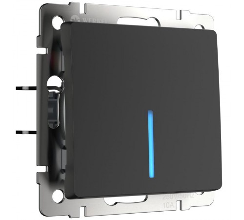 W1110108/ Электроустановочные изделия - Выключатель одноклавишный с подсветкой (черный матовый)