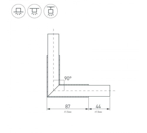 Угол PLS-LOCK-H25-L90 BLACK (с экраном MAT-L) (arlight, Металл)  031268  Arlight